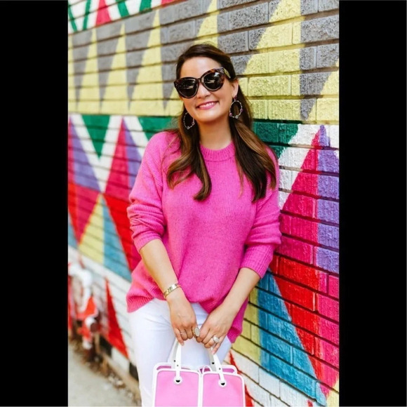 Something navy wool blend pink sweater size small - Picture 3 of 11